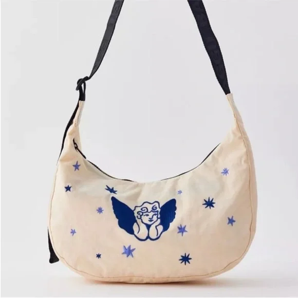 BAGGU NWT embroidered angel Cream Crossbody Bag - Picture 1 of 7